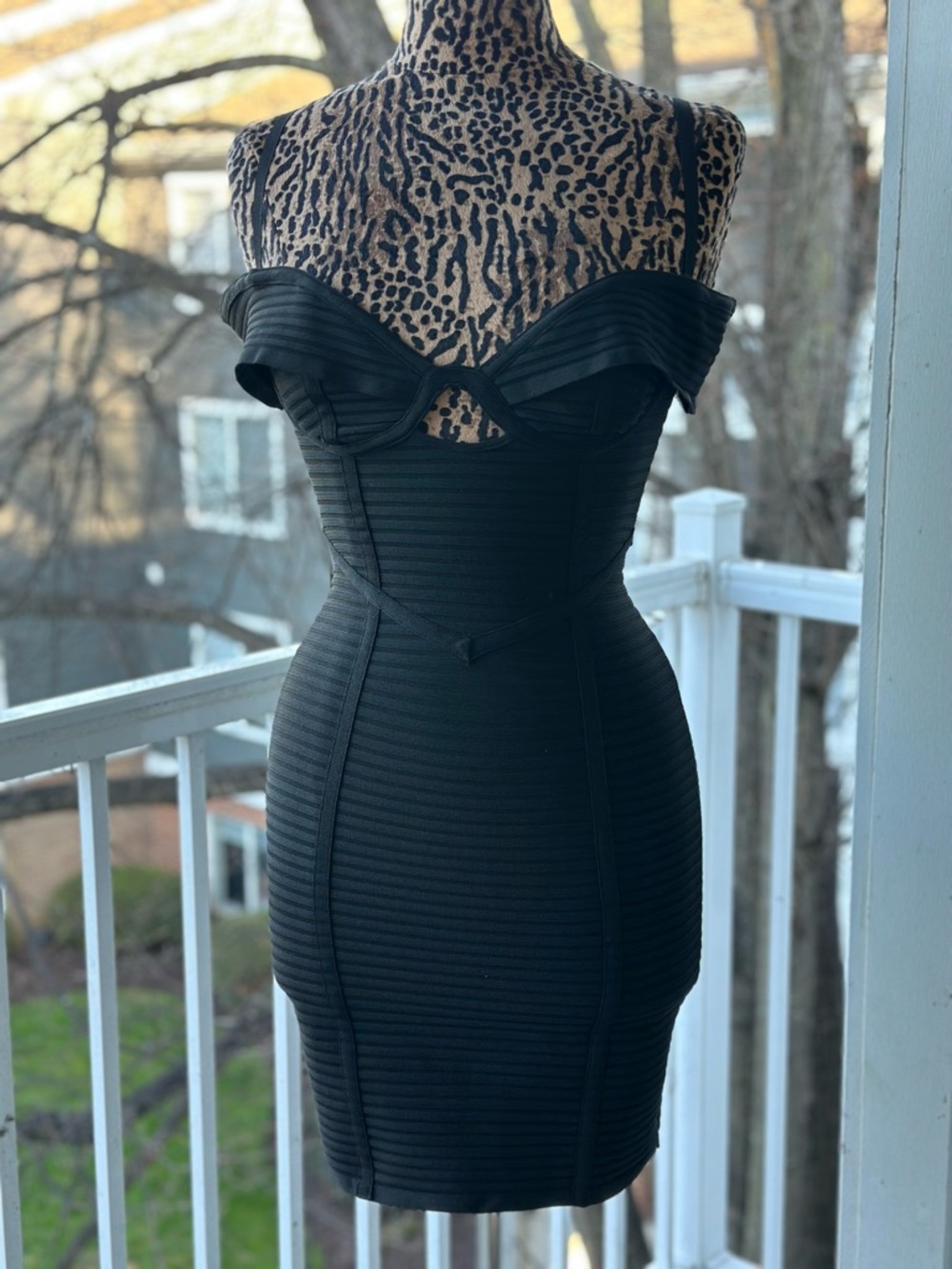 Fashion Nova Black Off-Shoulder Bandage Mini Dress